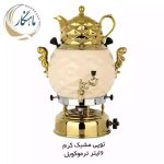 سماور ترموکوبل دار ۶لیتر ماه نگار تمام طلایی با قوری طلایی